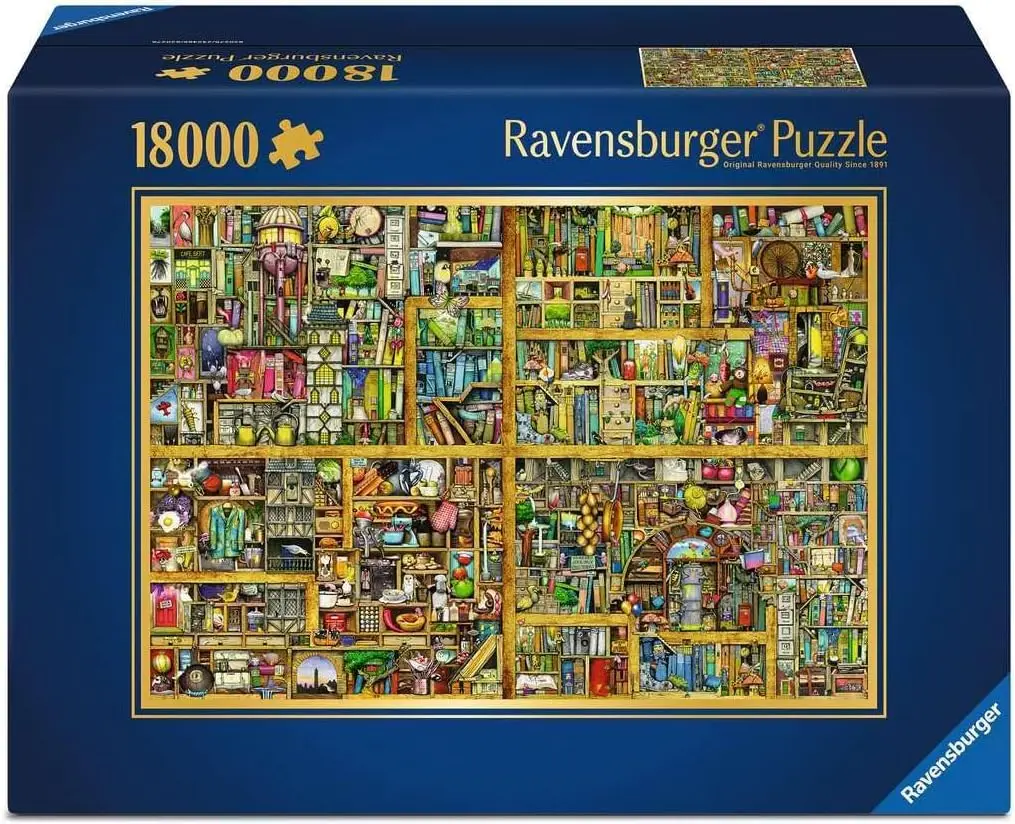Magical Bookcase 18000 Piece Jigsaw Puzzle, Stunning Vivid Image, Premium Quality, Adults Kit