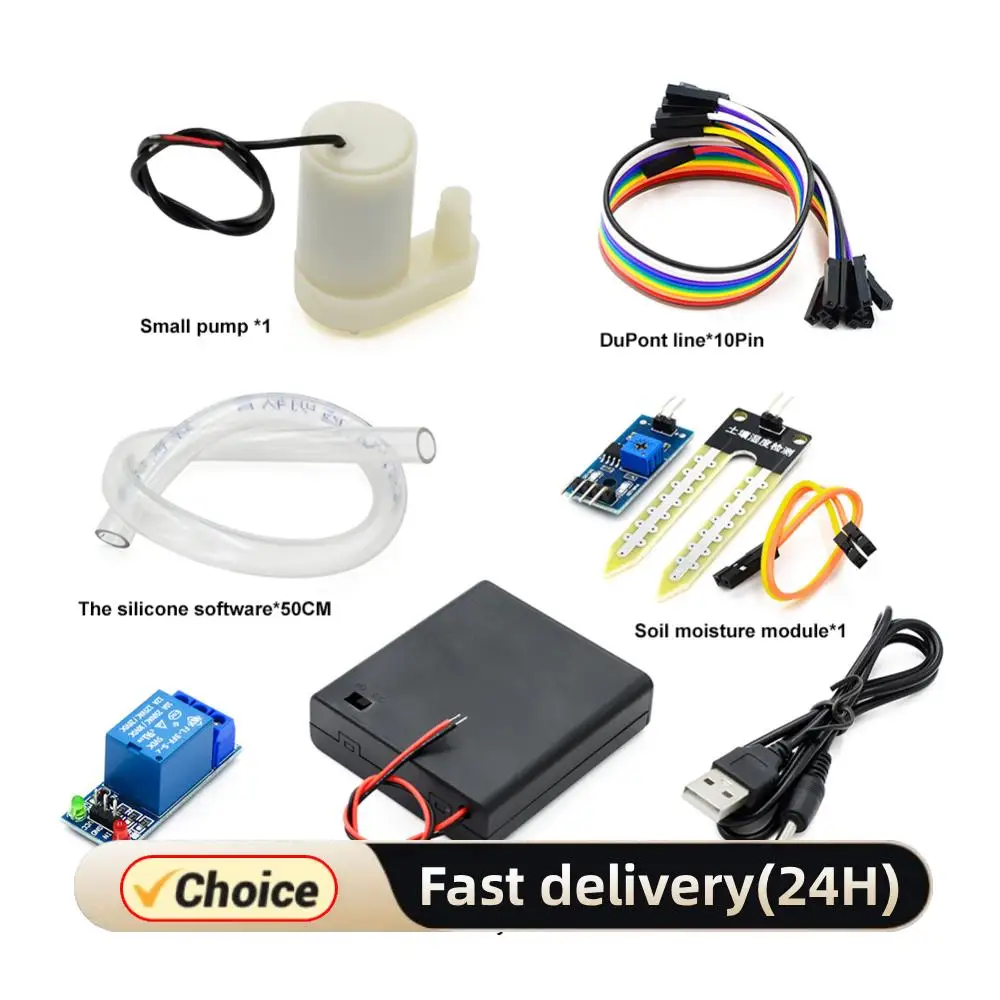 1-10Set Automatic Irrigation Module DIY Kit Automatic Watering Kit Soil Moisture Sensor Relay Module 50cm Hose for Arduino