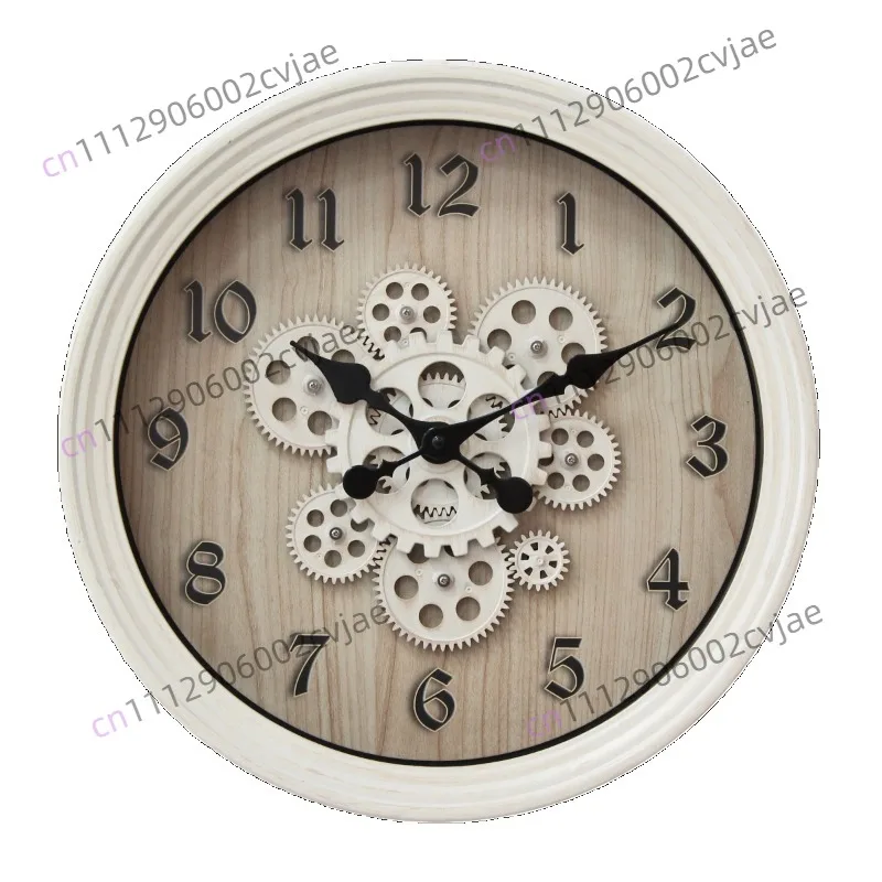 Times come and go, simple retro gear can turn wall clock 16 inches 40cm large size living room wall watch clock