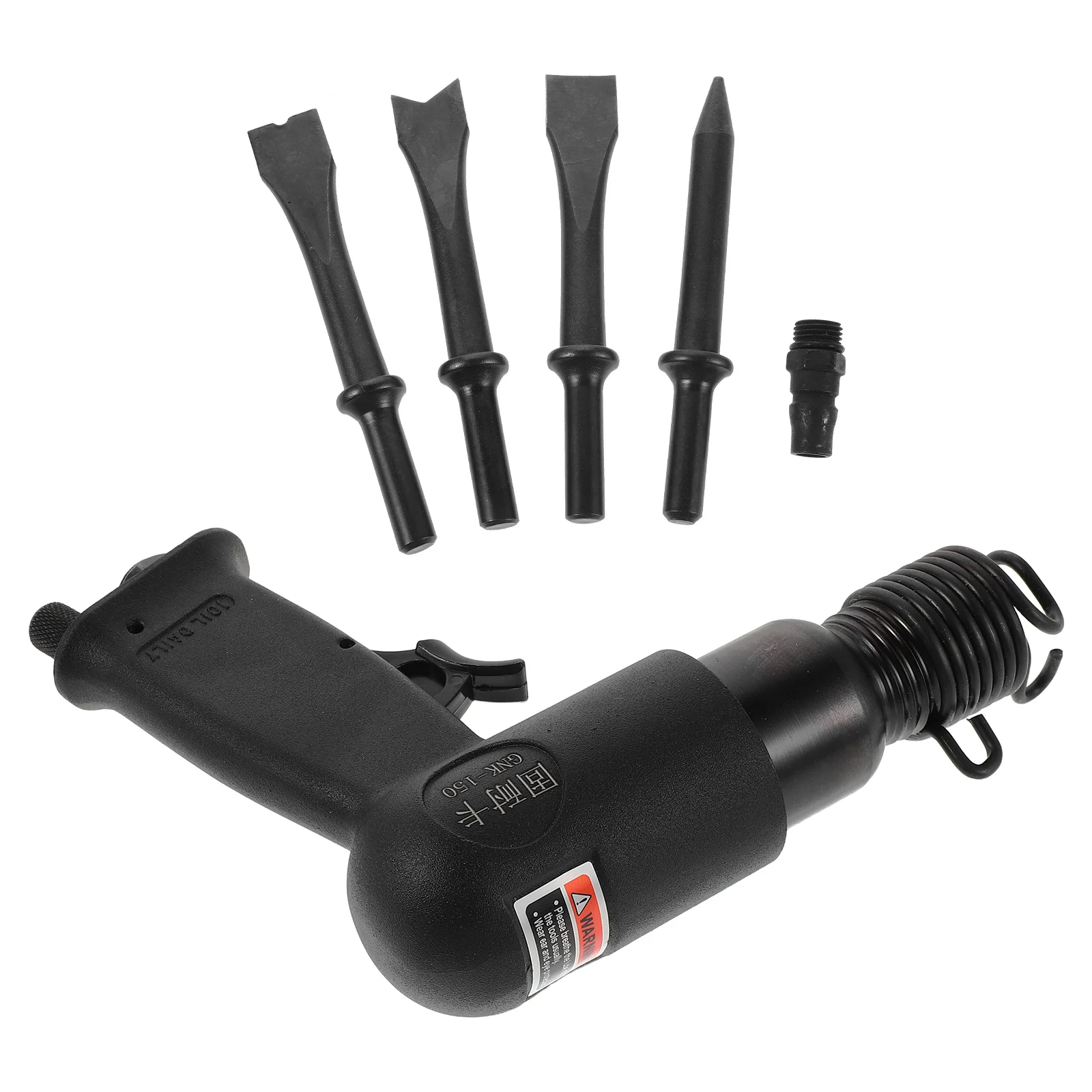 1 jeu de marteau pneumatique multifonctionnel de 150Mm, Kit de marteau à Air robuste pour l'élimination de la rouille, 4 ciseaux inclus, frein pneumatique
