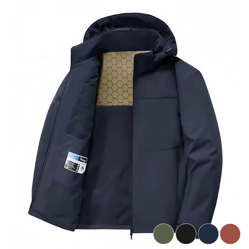 Outdoor Graphene Heated Jacket for Men, Waterproof, Windproof, Fleece-Lined, Warm Jacket, Hooded Coat, Winter Wear