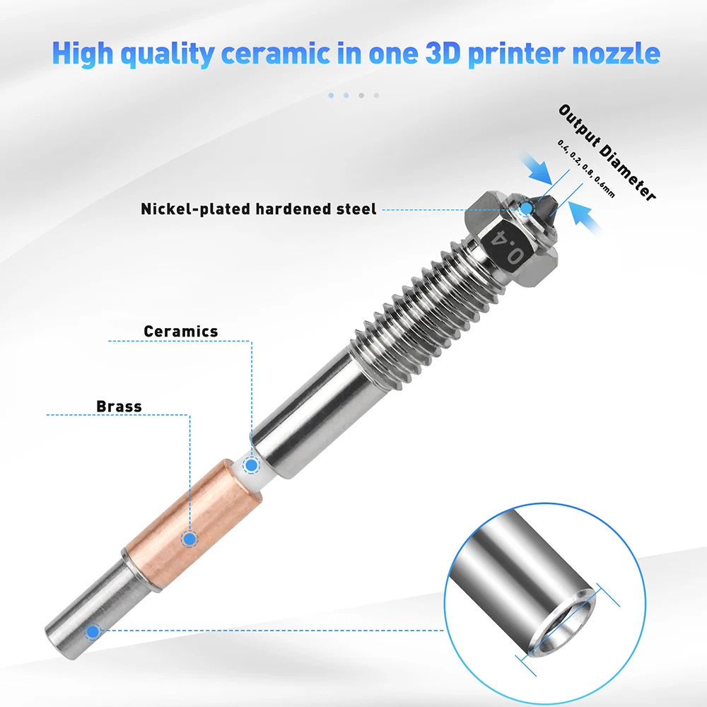 Düse für QIDI Plus4 Q2/Q2C Bimetall-Hotend-Düsen 0,2/0,4/0,6/0,8mm Keramik-Isolierung Integration 3D-Drucker-Zubehör – Detail 3