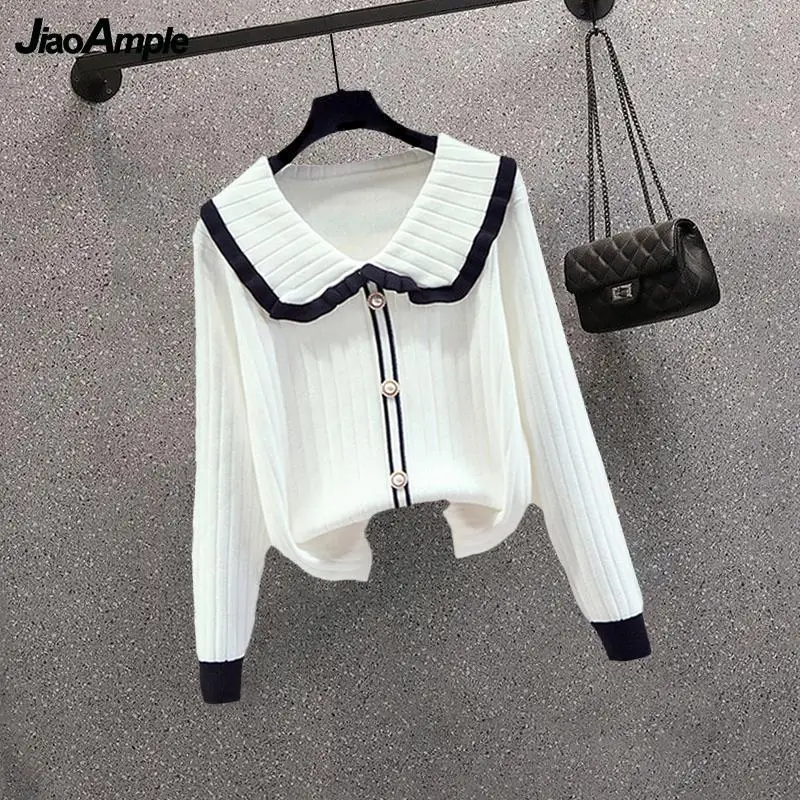 Women's Tracksuit 2024 Spring Autumn New Fashion Doll Neck Knit Long Sleeved Micro Flare Pants 2 Piece Female New Matching Set