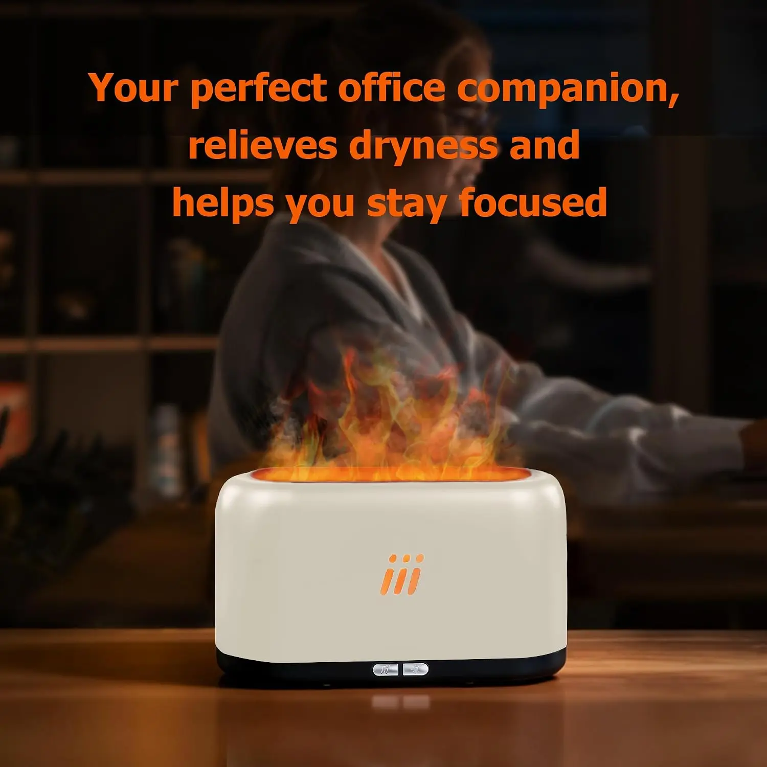 180ml Aromatherapy Diffuser with Flame Effect, Quiet Cool Mist Humidifier, Auto-Off, Small Oil Diffuser for Home