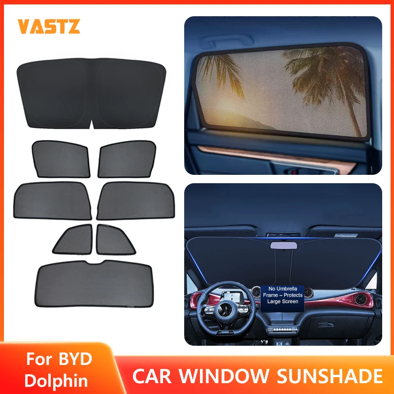 

VASTZ Car Sunshade For BYD Dolphin Side Windows Mesh Windshield Sun Visor UV Block Heat Insulation Privacy Protection Auto Cover