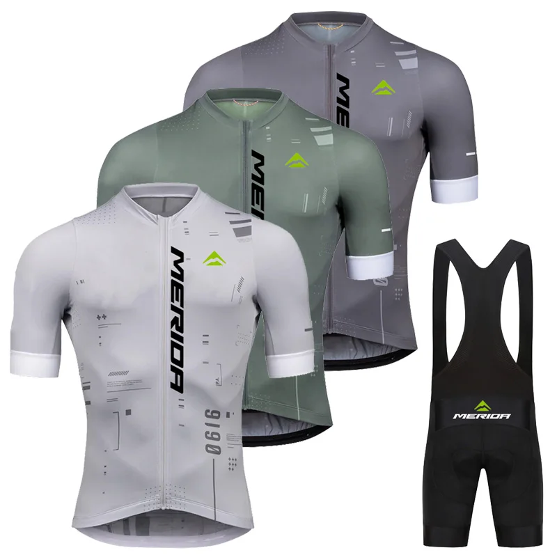 Nuevo Conjunto de Jersey de Ciclismo Merida de Manga Corta para Hombre, Transpirable, para Ciclismo de Montaña, Ropa de Ciclismo de Verano para Equipo Profesional