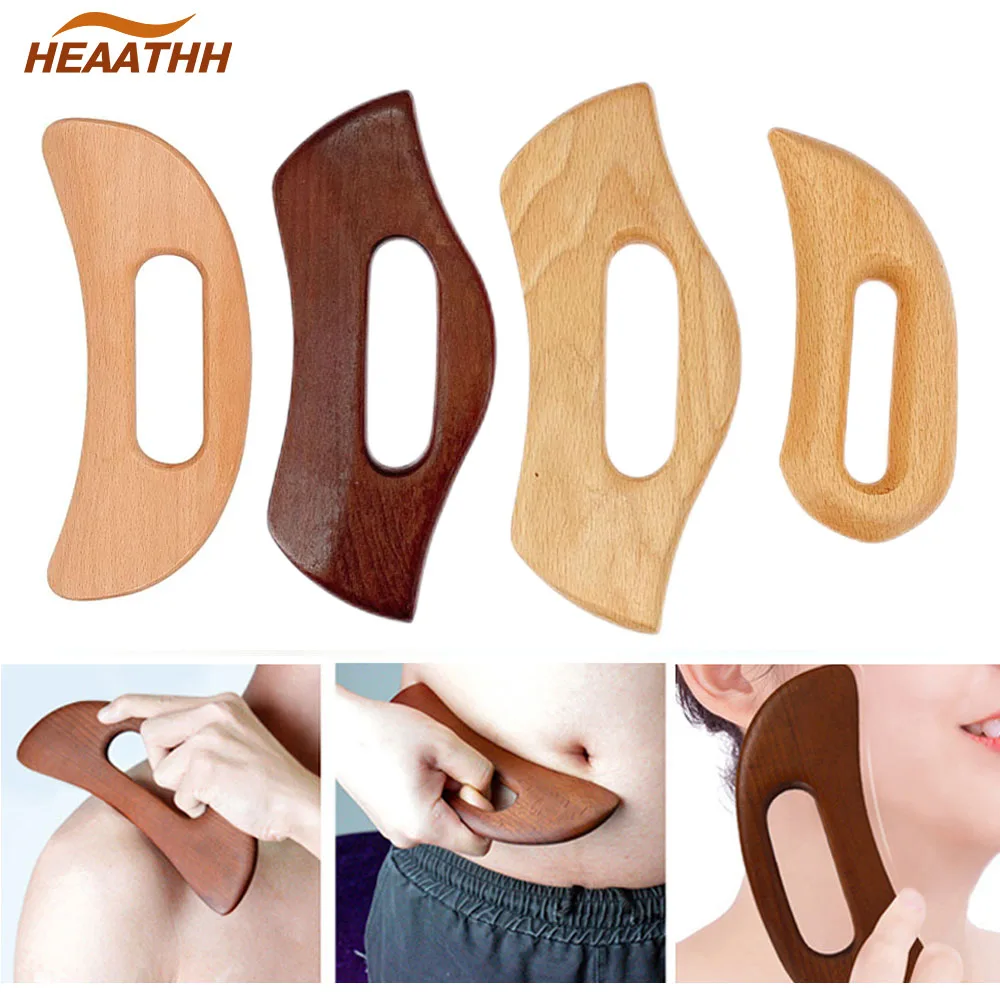 Wooden Lymphatic Drainage Massage Paddle Manual Anti-Cellulite Gua Sha Board Neck Back Legs Body Soft Tissue Muscle Pain Relief