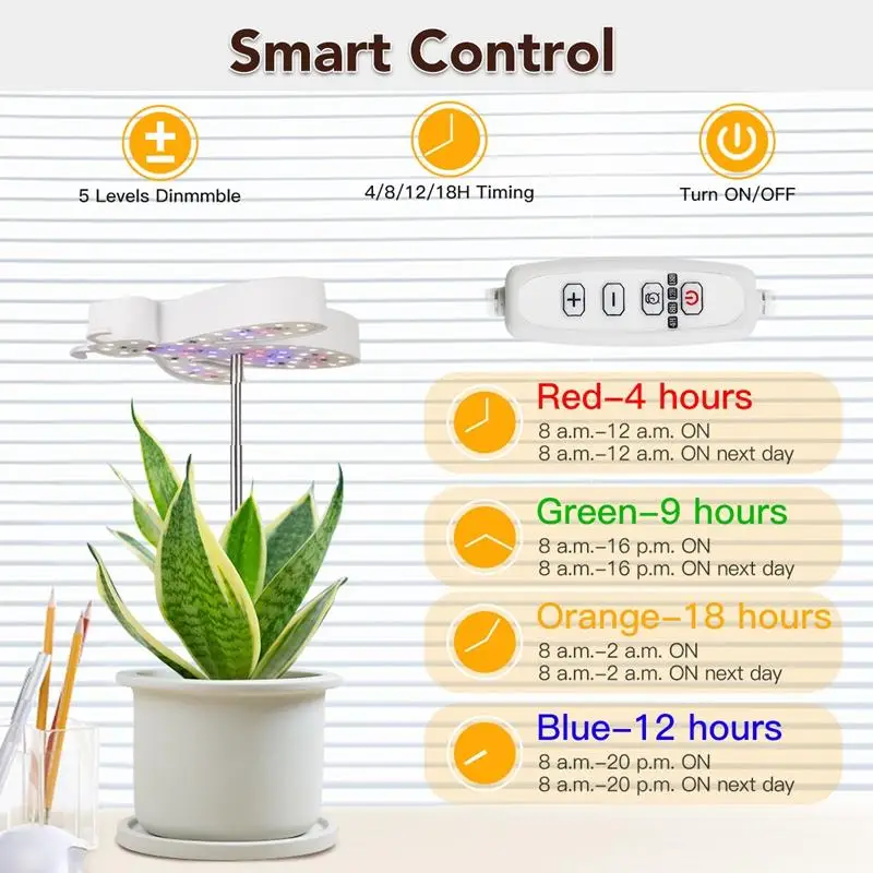 LED Plant Light Bee Telescopic Pole Plant Growth Lamp Smart Control Succulent Plant Light