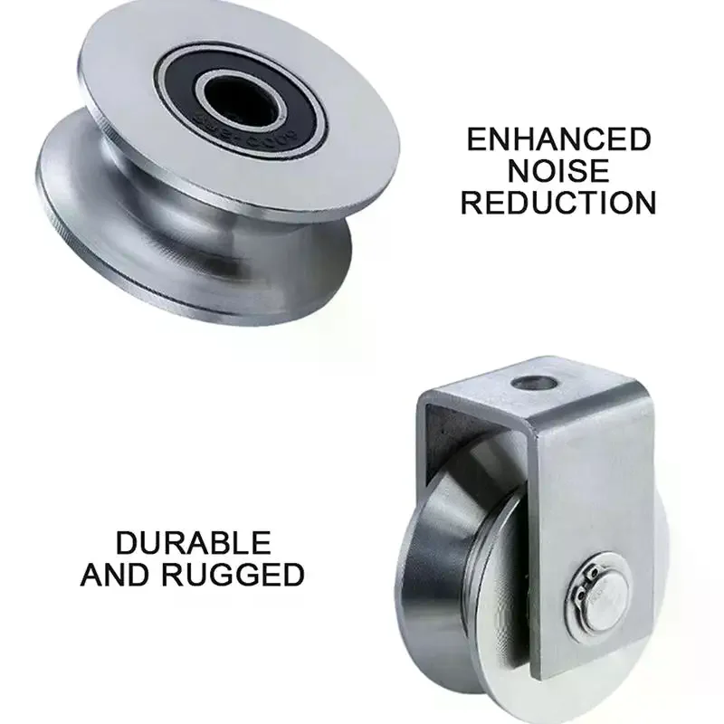 Pulley Roller U V H Type Single Wheel Stainless Steel 360 Degree Rotation Heavy Duty Grooved Block