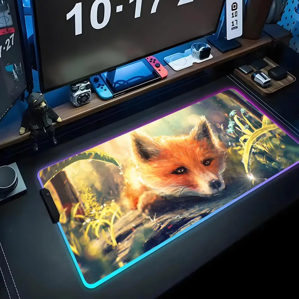 

Фокс обои Коврик для мыши RGB Игровой коврик для мыши Большой светодиодный коврик для ПК Настольный коврик Светящийся коврик для мыши Большие коврики для клавиатуры Настольный коврик с