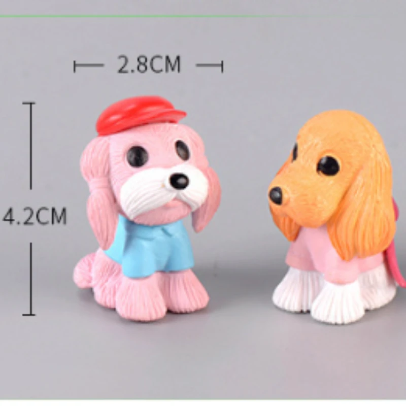 8 pezzi / lotto figurine in miniatura per cani simpatico cucciolo ornamento regalo per la camera dei bambini decorazione interna dell'auto giocattolo figurine artigianali di animali