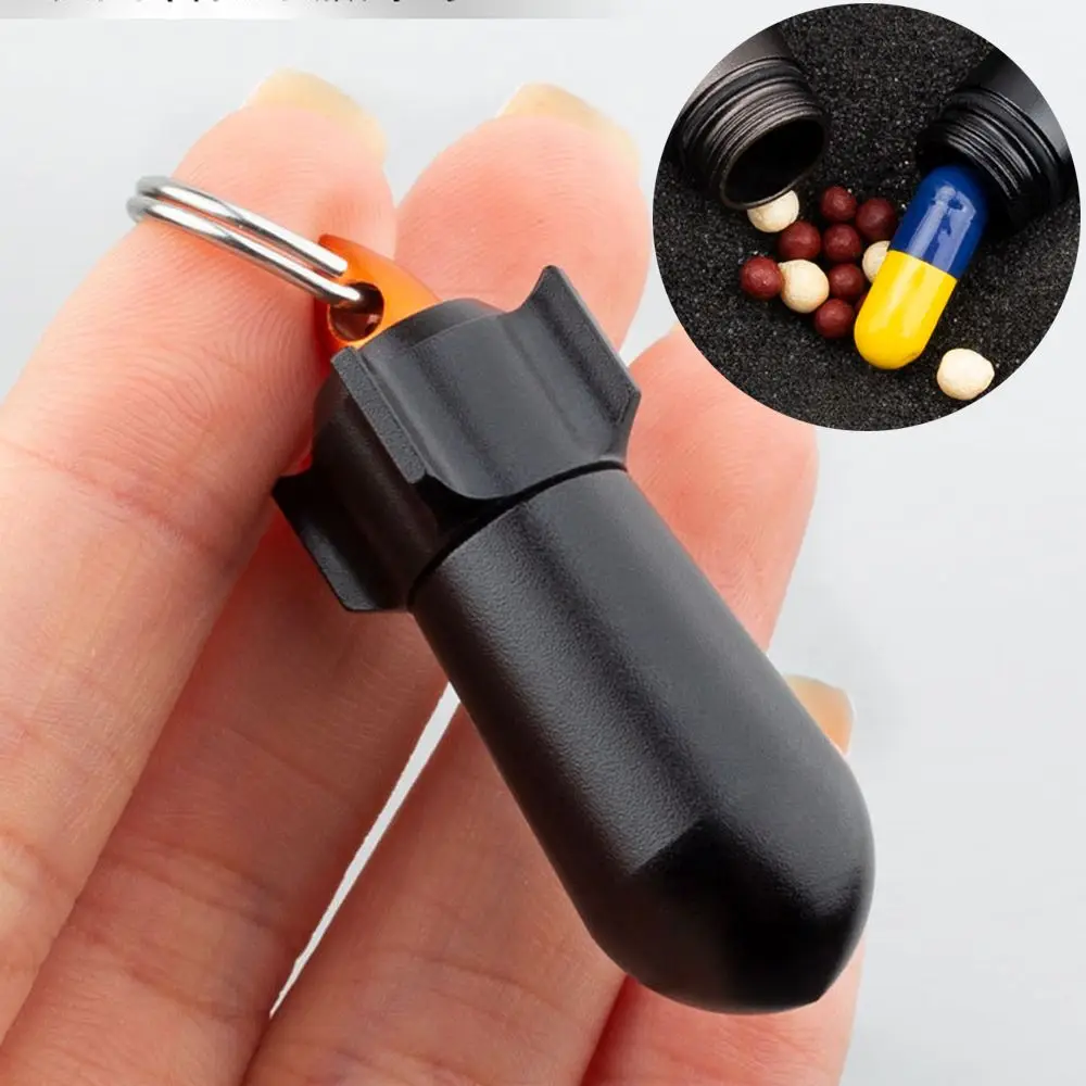 EDC Mini contenedor de tabletas de vitamina para el cuidado saludable, botella de pastillas para exteriores, pastillero de aluminio, caja de almacenamiento de pastillas, soporte para llavero