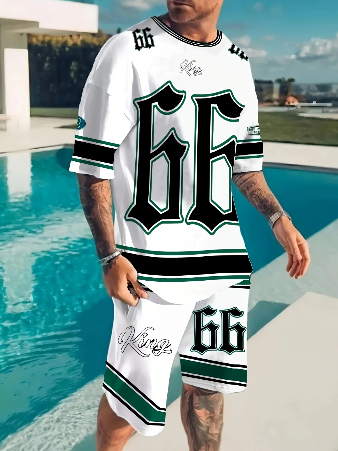 2025 fashion Men's casual sports suit Hip hop street style Round neck T-shirt and shorts 3D printed T-shirt shorts set 