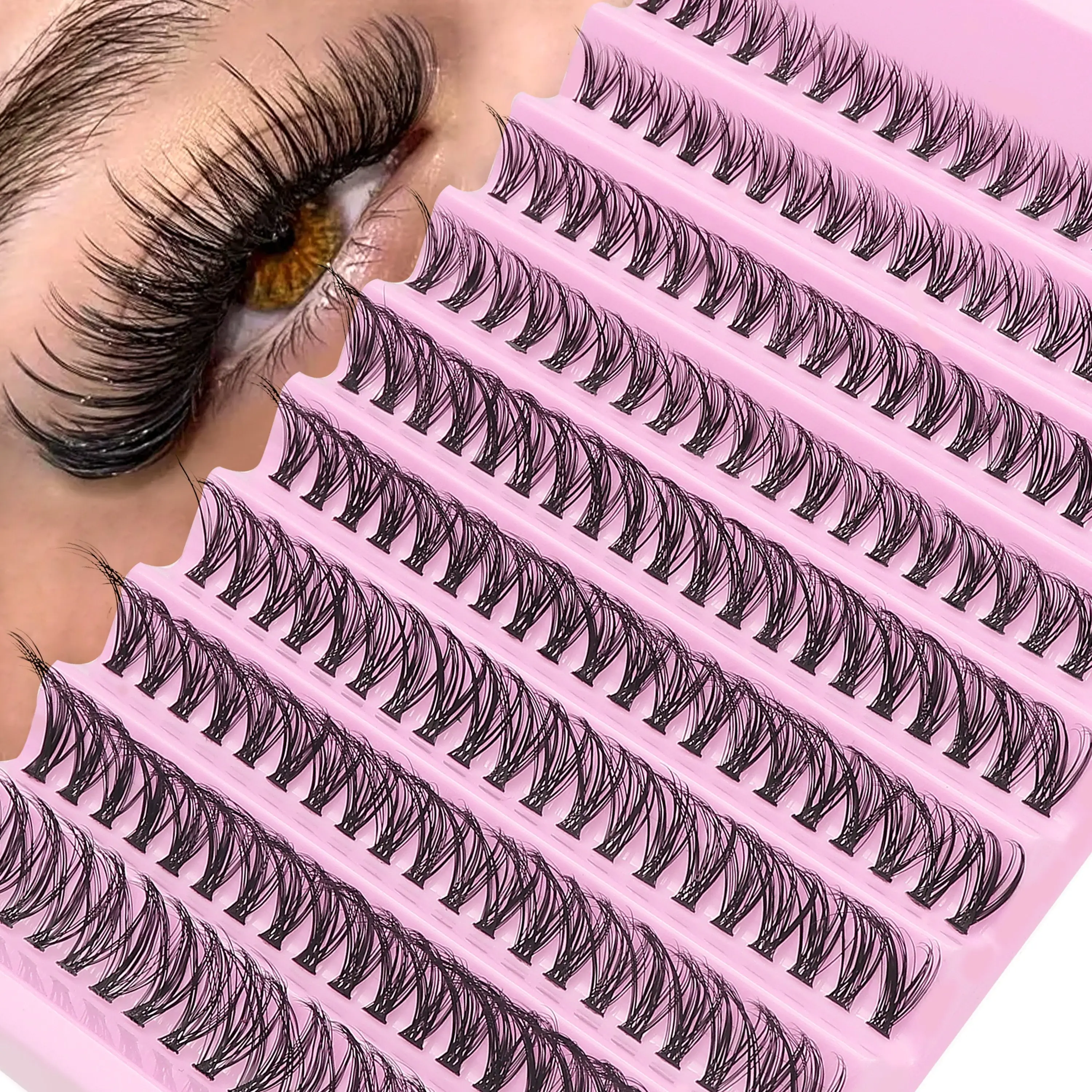 200-Piece Fake Eyelash Set - 0.05Mm D Curl, 8-16Mm Mix For Natural 3D Russian Volume Individual Lashes, Beginner-Friendly,