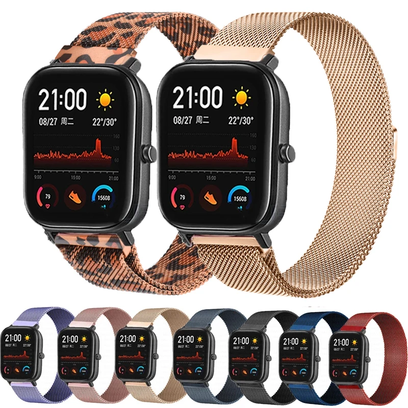 20mm/22mm Magnetic Band for Amazfit GTS/2/2e/3/GTS2 Mini/GTR 42mm/47mm Samsung Galaxy Watch 4 Metal Bracelet Amazfit Bip Strap