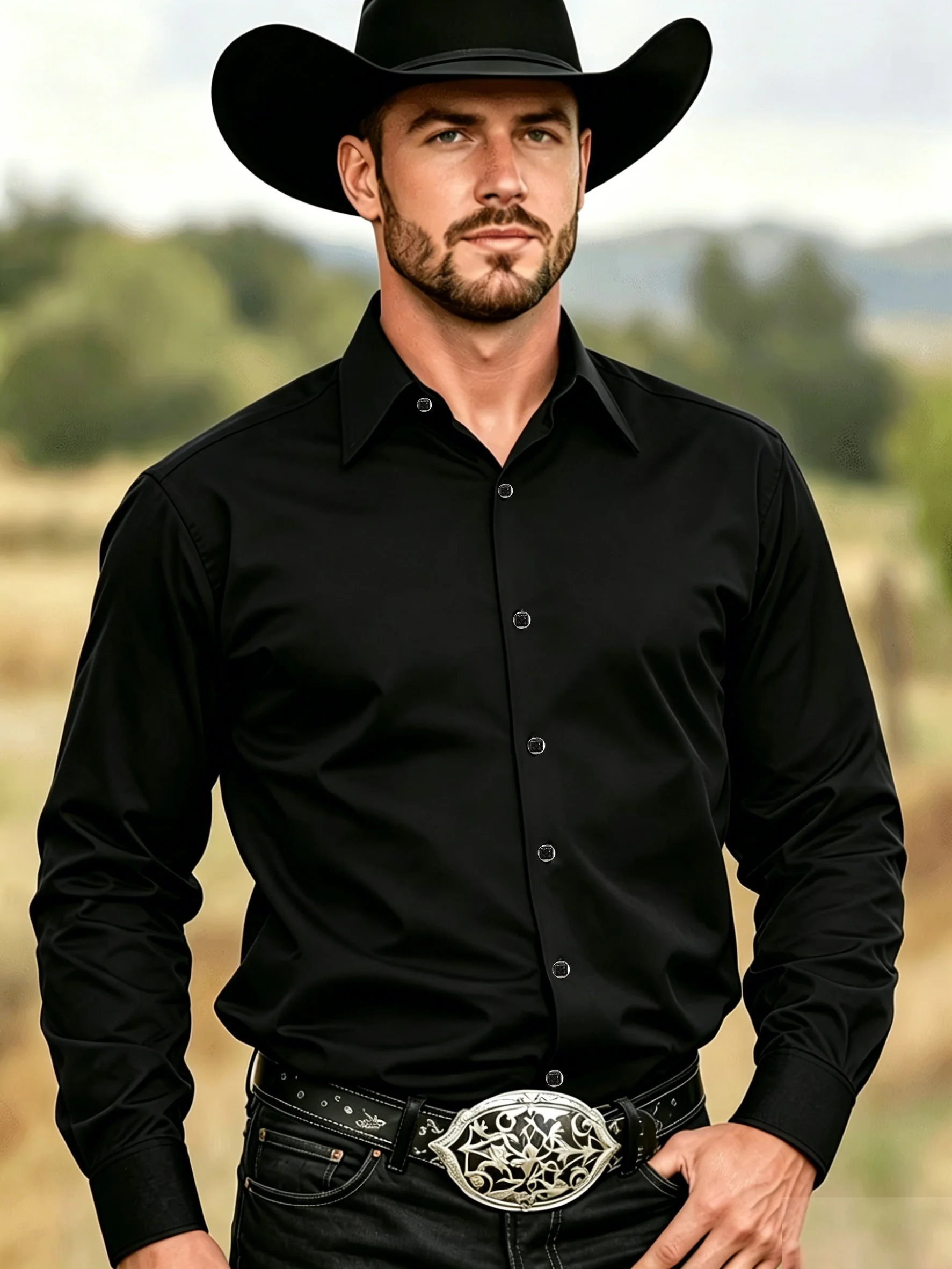 Men's business shirt with outdoor casual collar and buttoned shirt