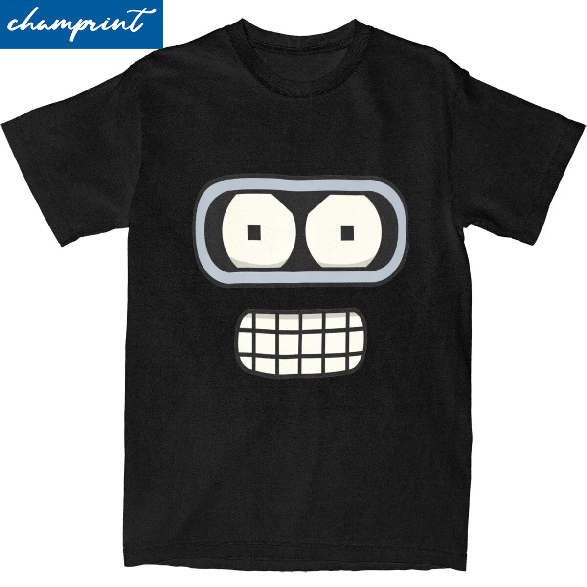 Funny Bender Face T-Shirt Men O-neck Short Sleeve Clothes Futuramas 100%Cotton Tops Shirts