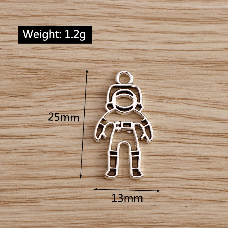 Tusember 12*20mm 20 Stück Antik-Silberfarbene Charms, Legierung Raumfahrer-Astronauten-Anhänger, DIY Handgemachte Schmuckherstellung Zubehör – Detail 8