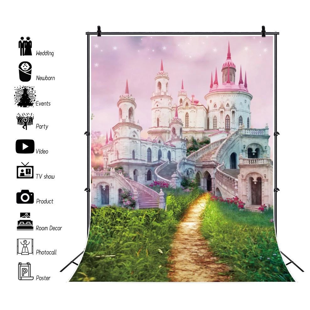 Fairy Tale Castle Photo Background Jungle Forest Princess Prince Birthday Portrait Backdrop Studio Spring Easter Photography