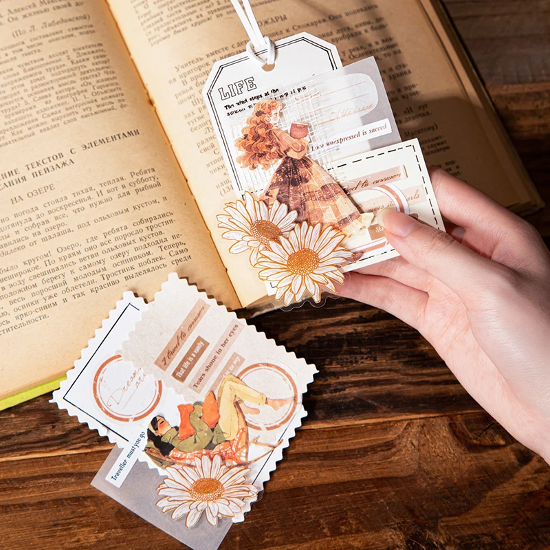 Journal GO 15pcs Elegant Reading Girl Sticker Pack Creative Journaling Material Stickers Album Card Planner Scrapbooking Decals