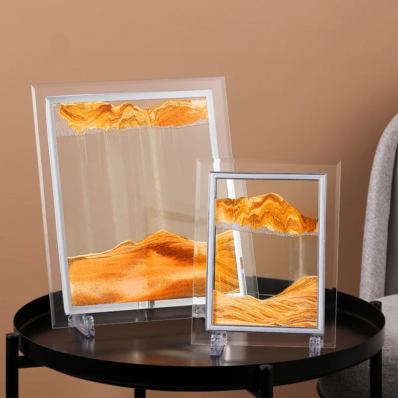 Creative quicksand painting liquid decompression hourglass office ornament living room desktop decoration art male birthday gift
