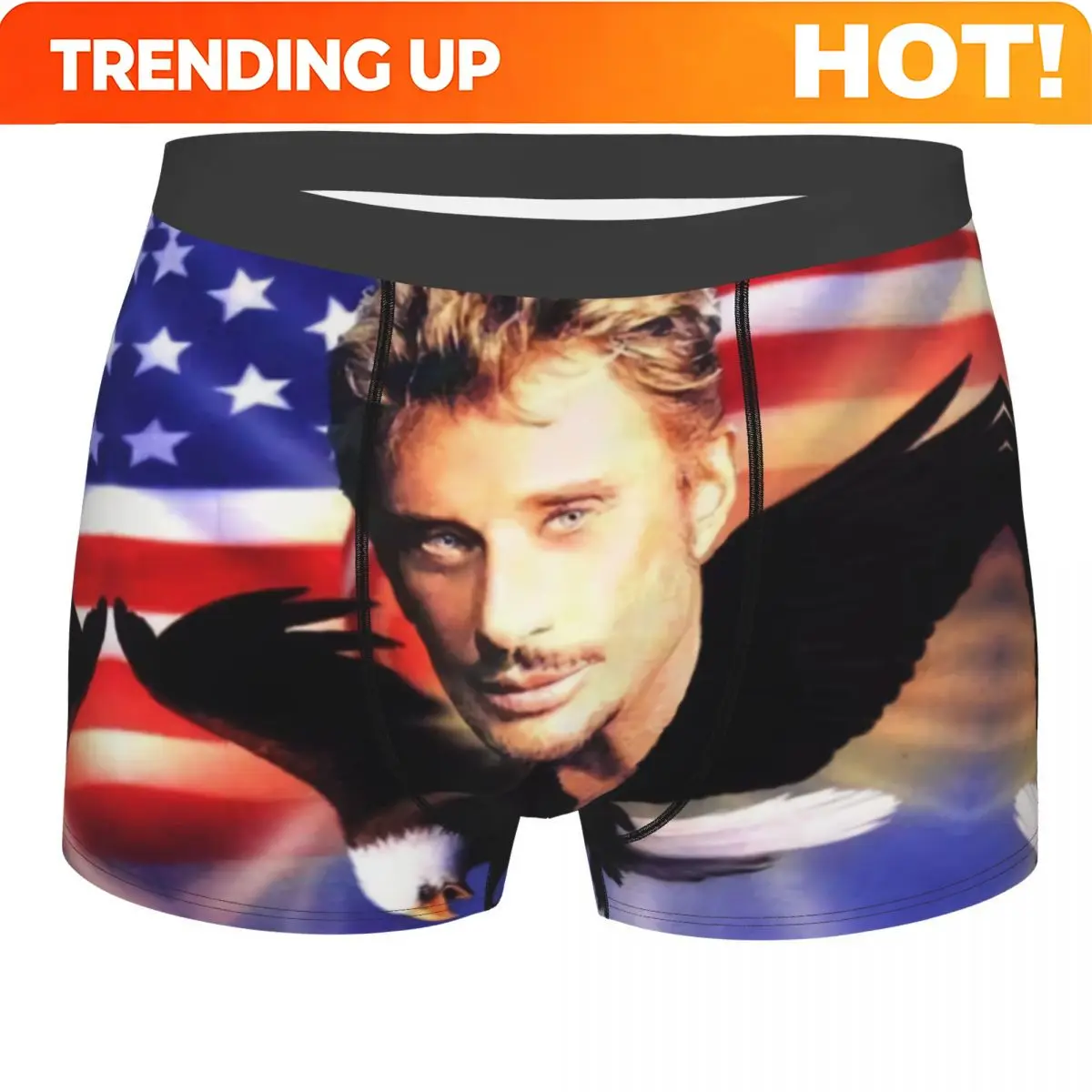 Custom Johnny Hallyday Underwear Male Printed Singer French France Boxer Shorts Panties Briefs Soft Underpants