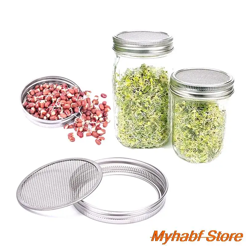 86mm Sprouting Lid Set for Wide Mouth Mason Jars Stainless Steel Mesh Screens Making Organic Sprout Seeds Germinator Accessories