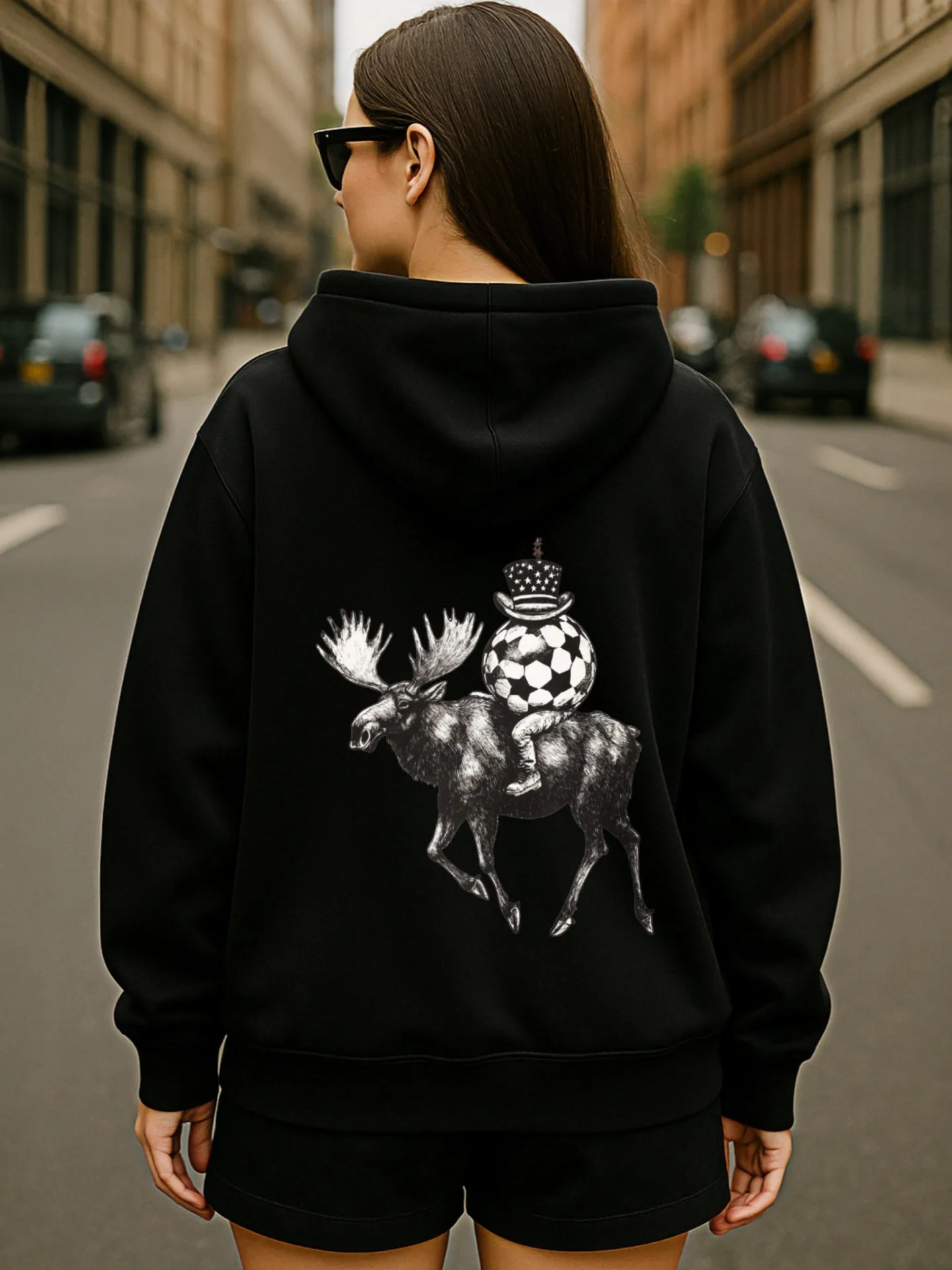 هوديي جرافيك للنساء، طباعة جرافيك عتيقة، نمط ملابس الشارع، صوف، ملابس يومية غير رسمية، للشباب