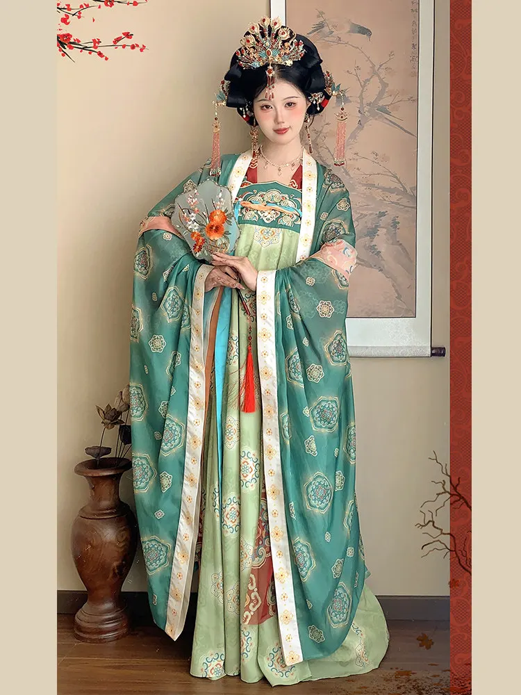 Womens Tang Dynasty Hanfu Dress Heavy Industry Embroidery Skirt Improve Chest Length Skirt Drama Costume