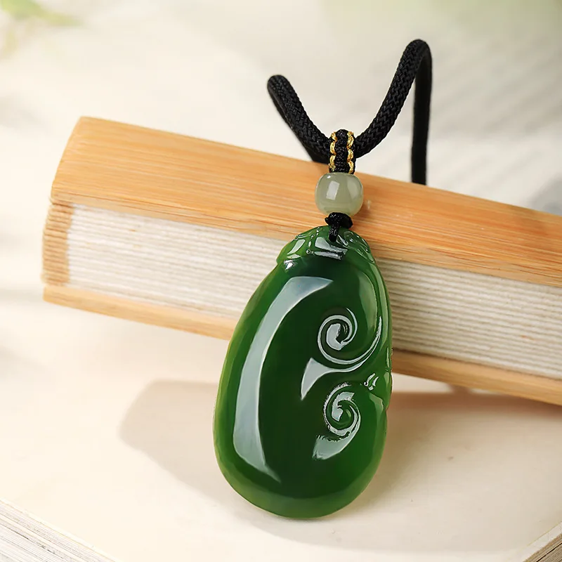 Natural Hetian Jade Pendant Auspicious Clouds Peace Ruyi Necklace Longevity Lock Children's Jasper Pendant Jade Gifts