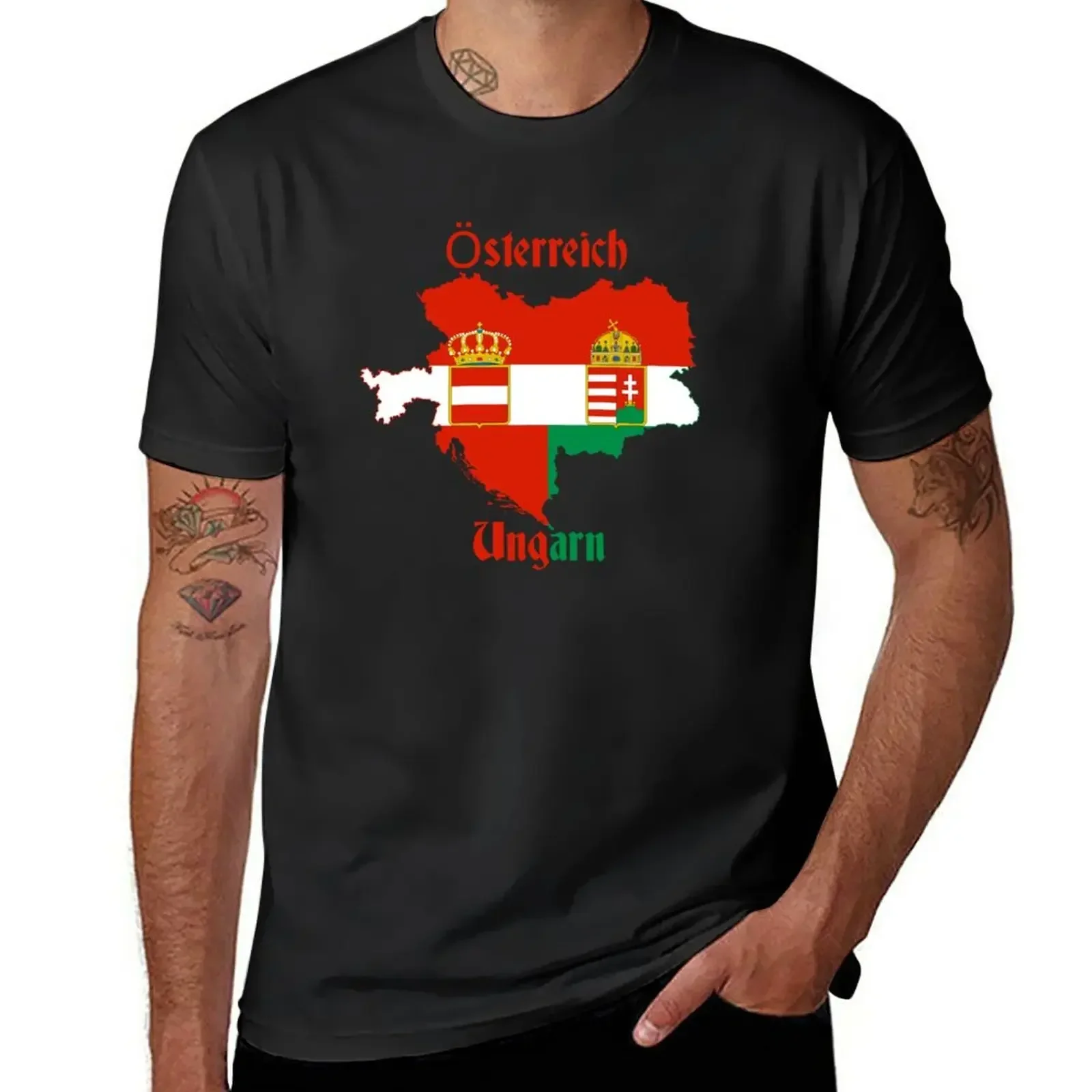 blanks customs hippie clothes mens clothes Austria Hungary T-Shirt graphic t shirts men clothing oversized t shirt