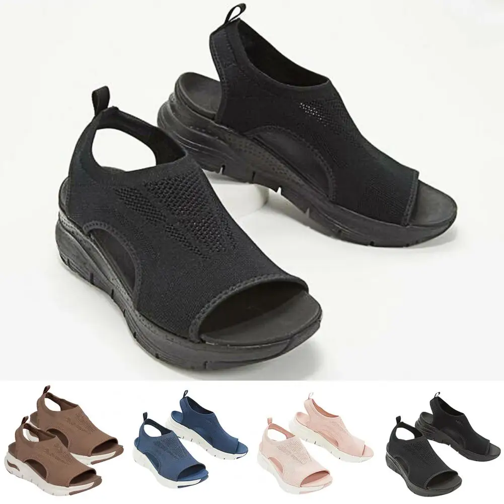 Casual  Wedge Shoes Summer Hollow Out Fish Mouth Sandals Hollow Out Shoes Women Sandals for Beach