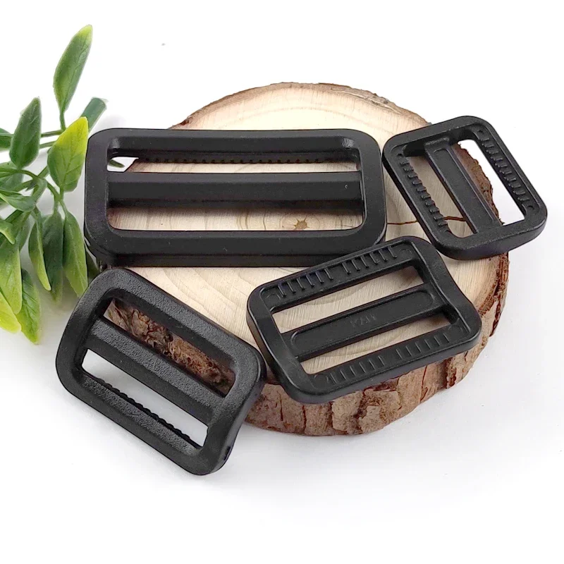 30/50/100Pcs Plastic Adjust Buckles 20-50mm Black Tri-Glide Slider Clasp Bag Strap Dog Collar Hook Webbing Belt Loop Accessories