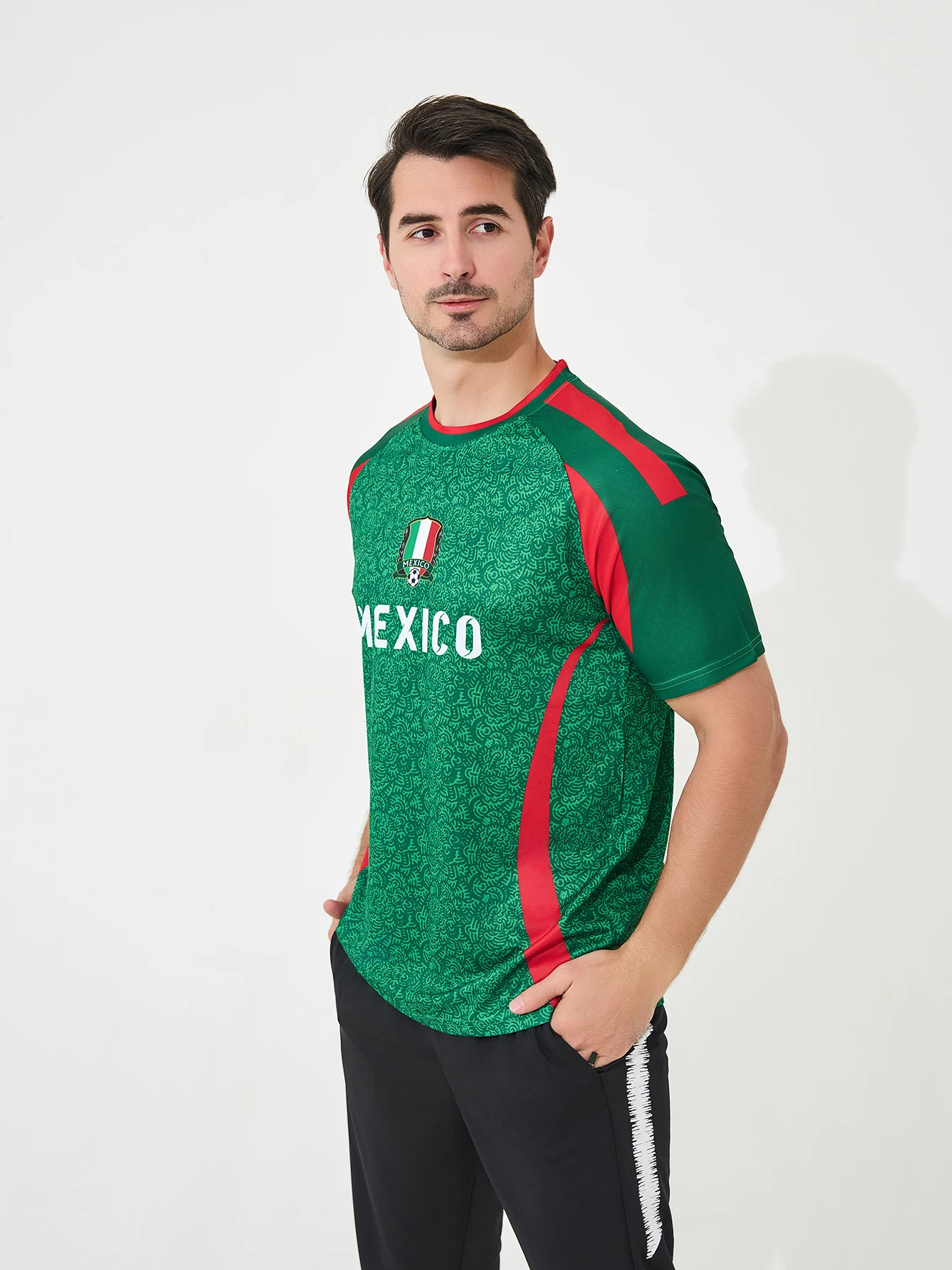 حار بيع Yingruida 100% البوليستر المكسيك لكرة القدم قميص تنفس الرجال قميص غير رسمي جيرسي مروحة المنزل لكرة القدم جيرسي