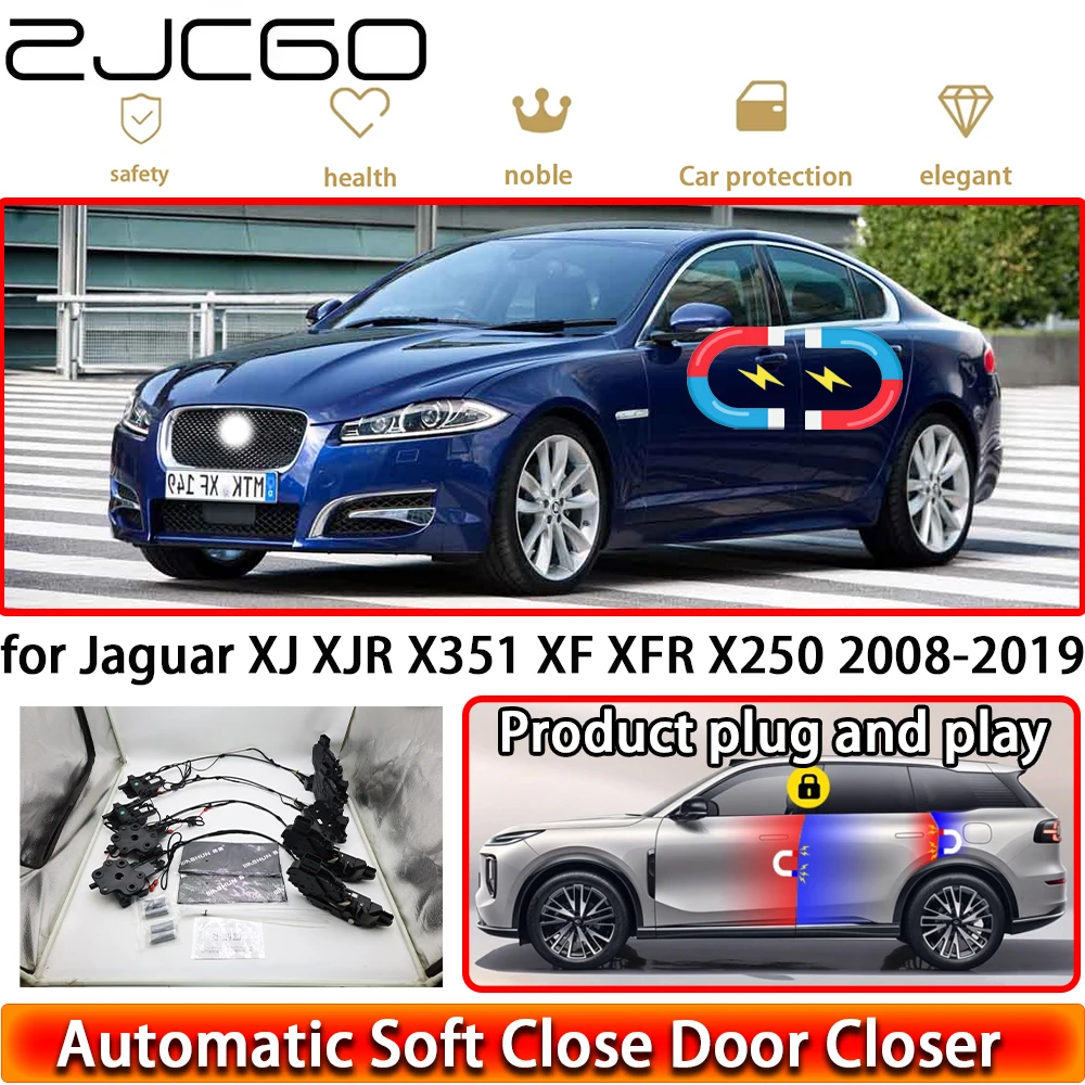 ZJCGO for Jaguar XJ XJR X351 XF XFR X250 2008-2019 OEM Soft Close Door Kit Power Closing Latch System Auto Pull Door Easy Close