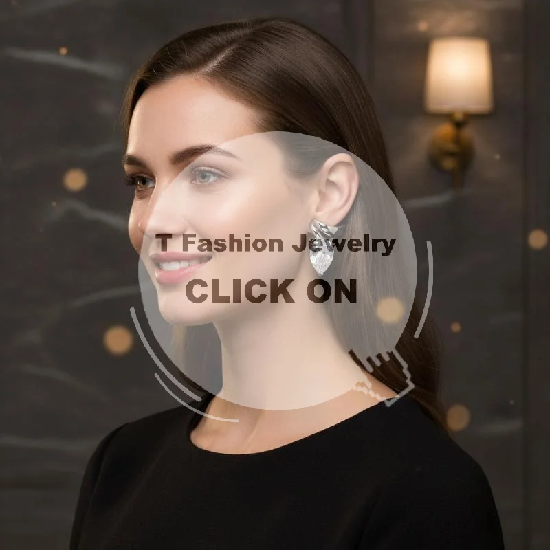 Glossy Water Drop Zircon Ear Cuff Clip On Earrings Non-Piercing Delicate Jewelry for Women Anniversary Gift