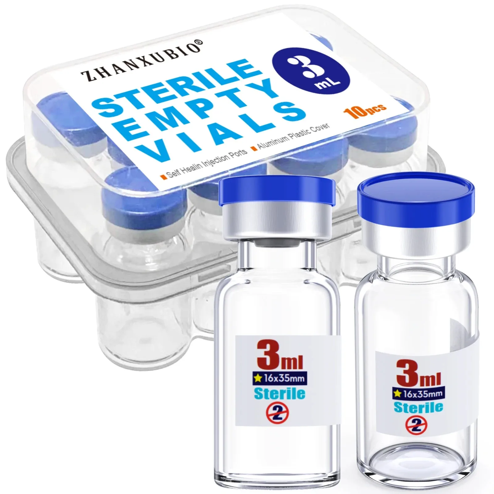 Sterile leere Fläschchen mit selbstheilendem Injektionsanschluss, mit ausklappbarem Aluminiumkappe, steriles Paket, verpackt in Kartons – Detail 9