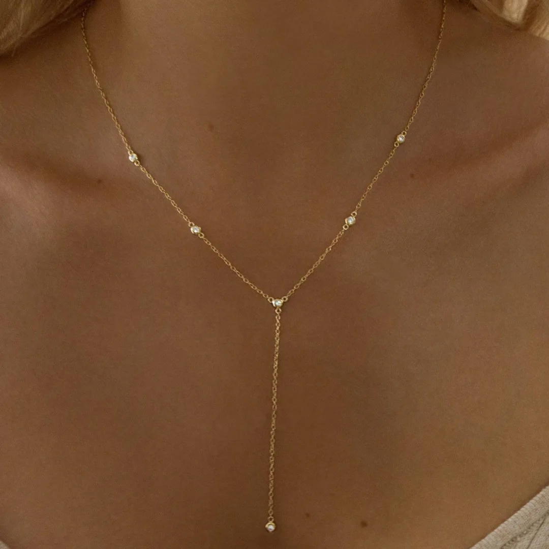 

Fashion Long Stainless Steel Necklace Geometric Beads Tassel Simple Necklace Jewelry Gift For Women Jewelry