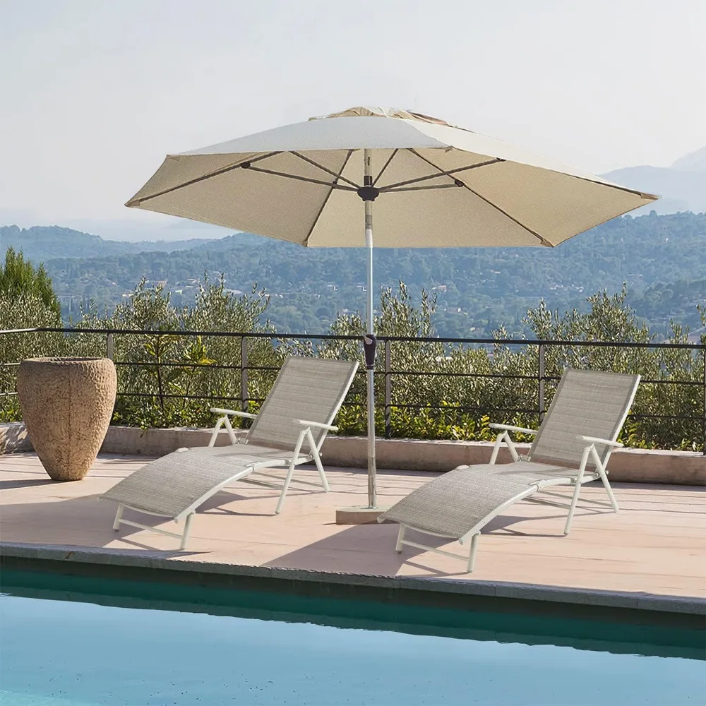 

Lounge Chairs for Outside Patio Chaise Lounge Outdoor Poolside Adjustable Recliner Folding Lounge Chairs Set of 2 for Garden.