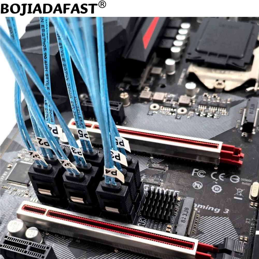 NGFF M.2 Key-M NVME Interface to 9 * SATA 3.0 Connector Adapter Expansion Riser Card for Hard Disk Drive