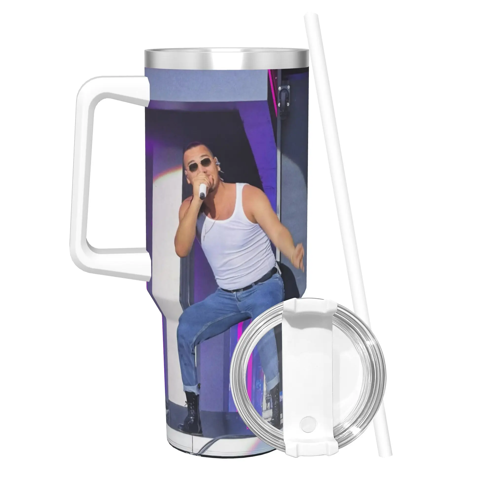 Apache207 Rapper Tumbler With Straw  Stainless Steel Tumblers Cup Double Wall Vacuum Insulated for Cold Or Hot 40oz