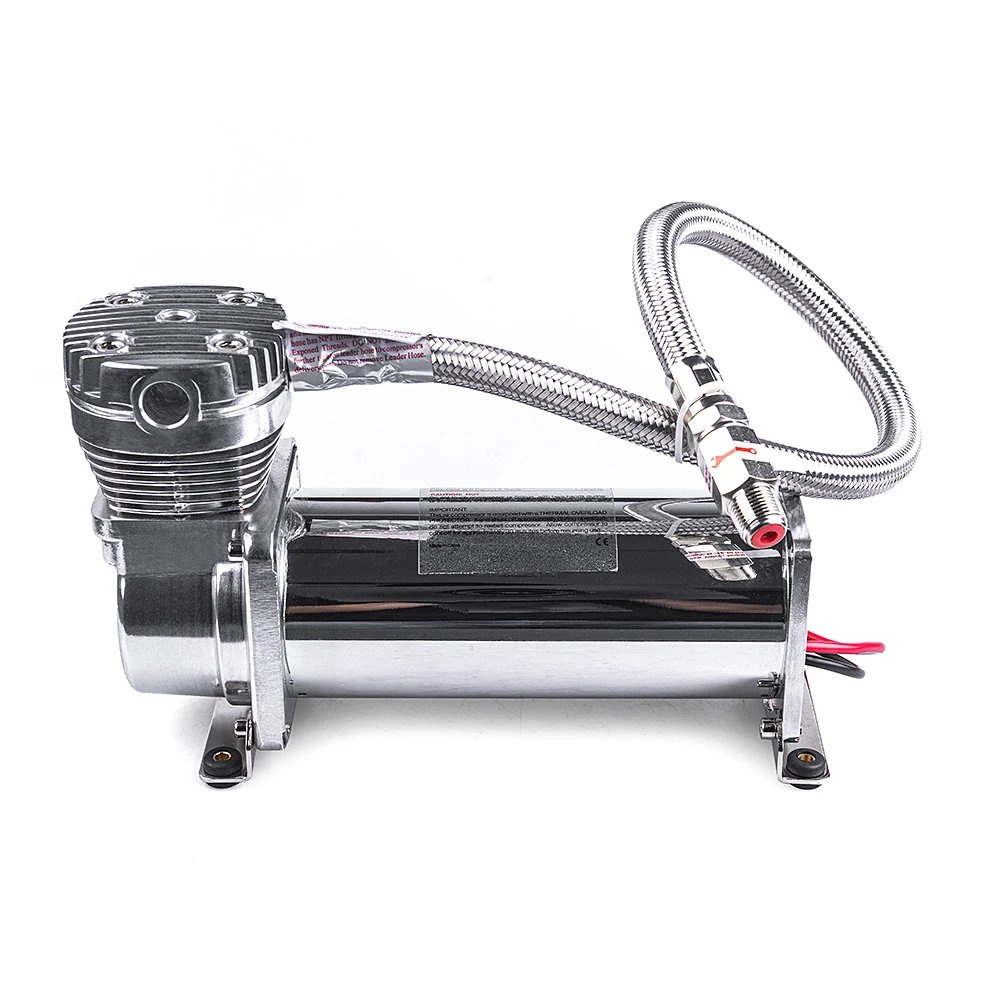 Universal 12V 480cc Silver Air Ride Suspension Compressor Kit 200 PSI OUTLET 3/8 NPT Car Air Suspension Compressor/ Pump