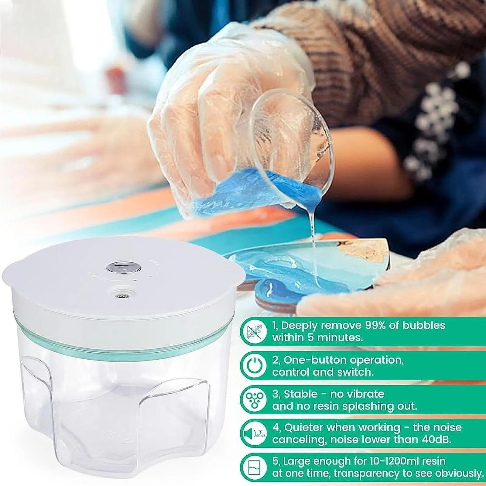 Resin Bubble Remover Professional Portable Family Friends Gift Quickly Remove Bubbles Resin Vacuum Chamber for DIY Defoaming