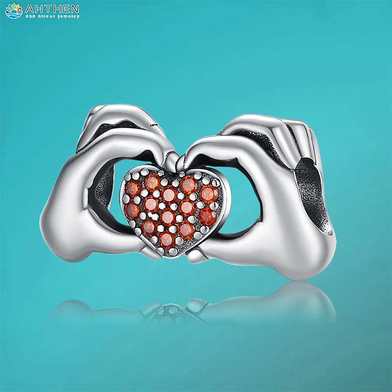 

Ahthen 925 Sterling Silver Beads Hold a heart in one's hands Charm fit Snake Chain Bracelets Necklaces for Women Jewelry Making