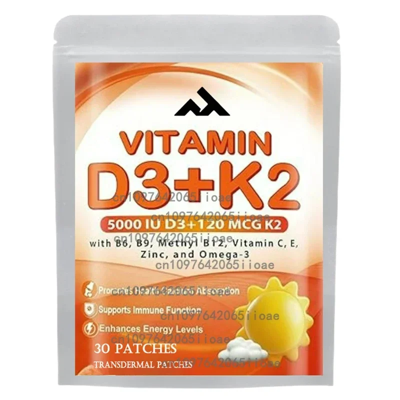 

30 Patches Vitamin D3+K2 Transdermal Patches Natural Energy, Mood, Metabolism