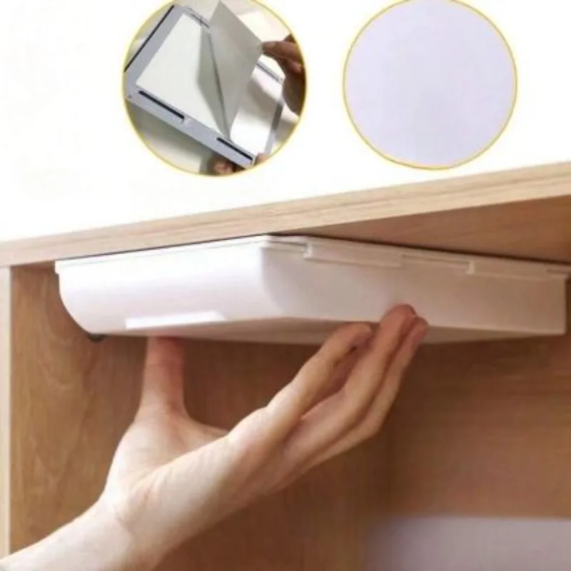 Hidden Drawer Storage Box Under the Desk - No Drilling Adhesive, Perfect for Storing Office Supplies, Stationery, and Personal I