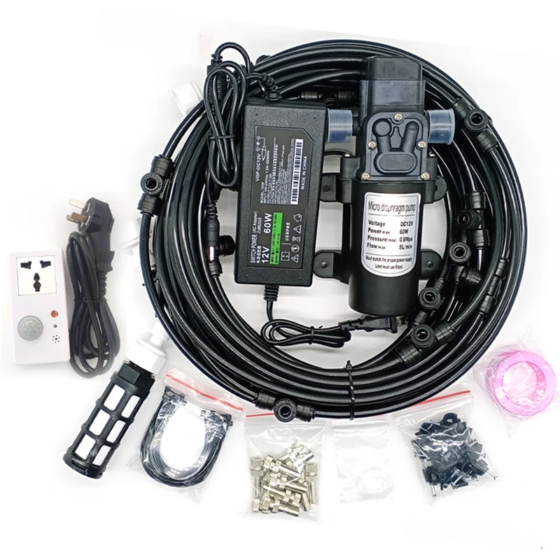 

Fog Watering Irrigation System 15M PVC Hose Portable Misting Cooling Automatic Water Nozzle Spray kit