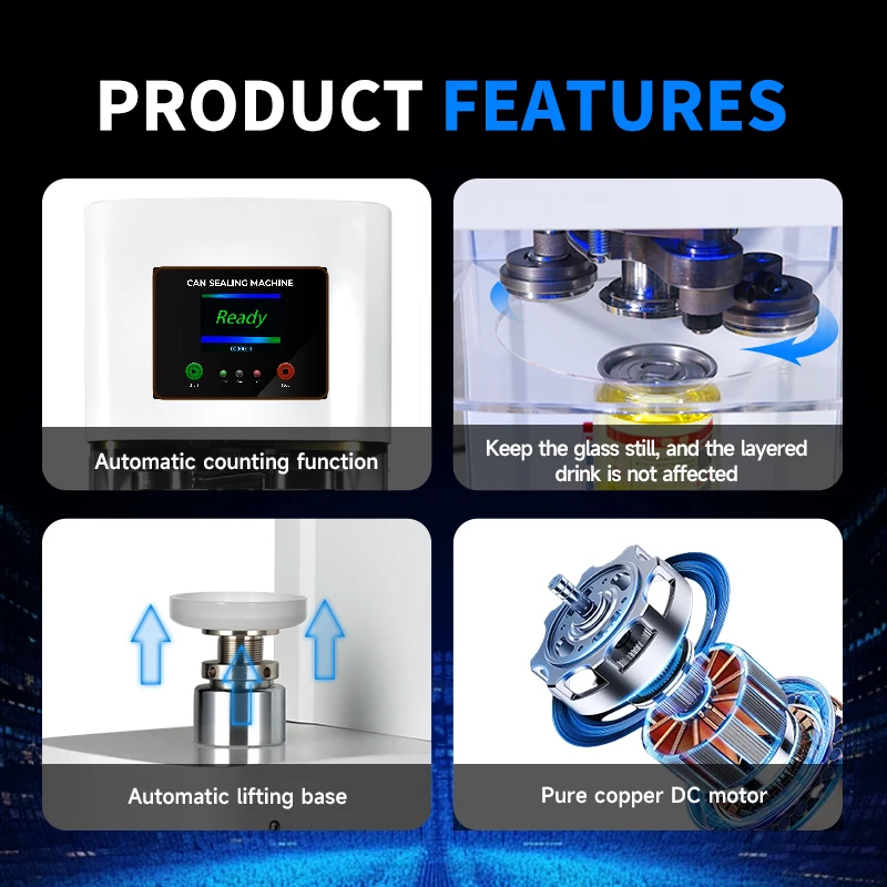 ماكينة ختم أكواب الشاي الكهربائية الأوتوماتيكية المصنوعة من الألومنيوم PET ماكينات ختم المشروبات لزجاجات محلات شاي الحليب