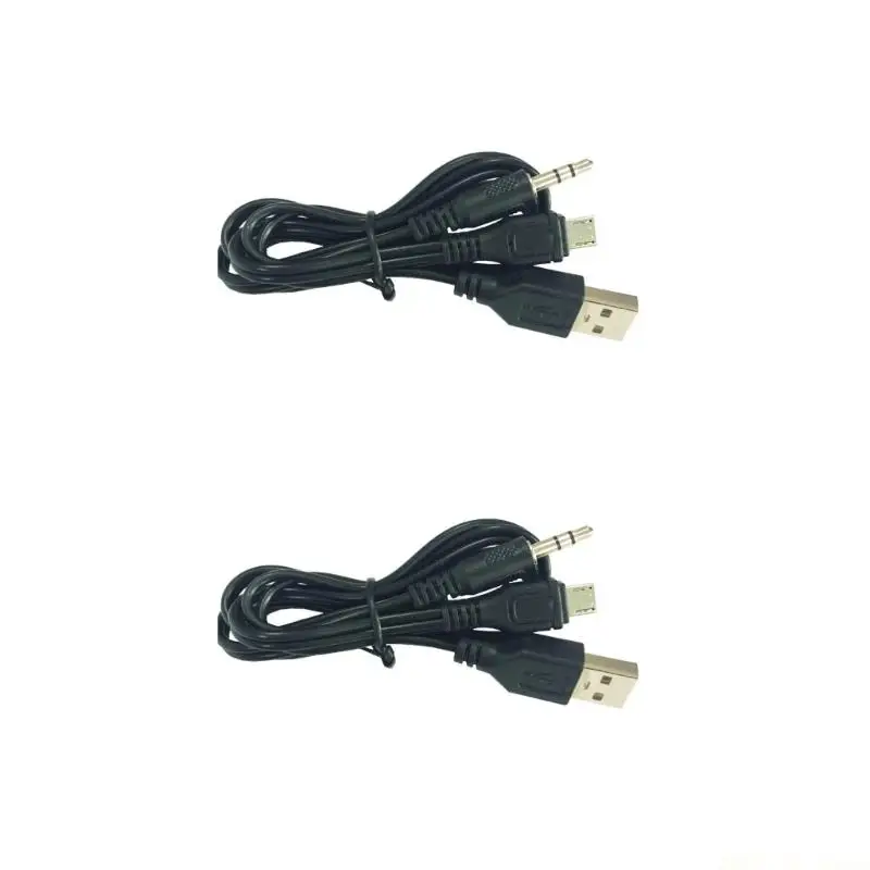 M5TD Flexible Double Channel Cord Converts MicroUSB 5Pin to Auxes and USB Power