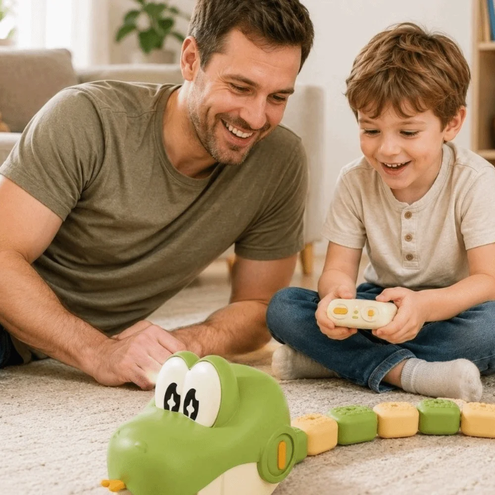 Racing Model Magnetic RC Snake Car Interactive Bead Eating Greedy Snake Car Rechargeable Desktop Magnetic RC Car Gift